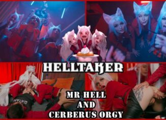 Helltaker Mr Hell fucked 3 Cerbers Orgy