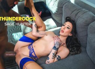 Sage Hunter Sexy Sage Hunter has to take a big black Thundercock like a champ